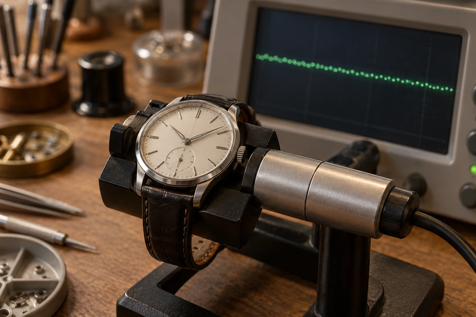 Medidor acústico de frecuencia del reloj